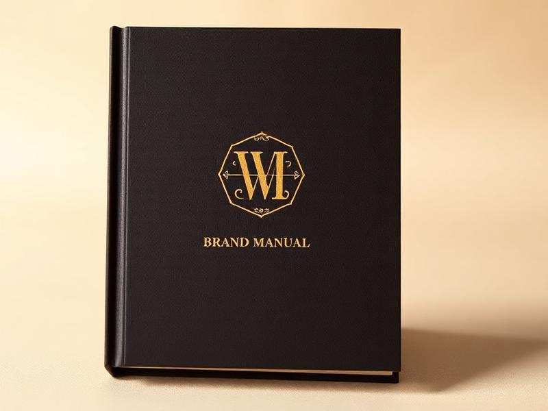 Manual de marca impresso com detalhes dourados