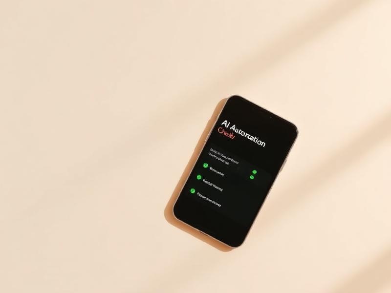Celular exibindo um fluxo de automação com inteligência artificial